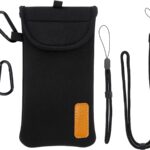 DOB SECHS Handyhülle Tasche Universal Pouch Handysocke, Neopren Handytasche Stoff für Smartphones 6,5 Zoll, Handy Tasche 17,7 x 8,5 cm Innenmaße, für iPhone Samsung Galaxy Google Pixel, Schwarz