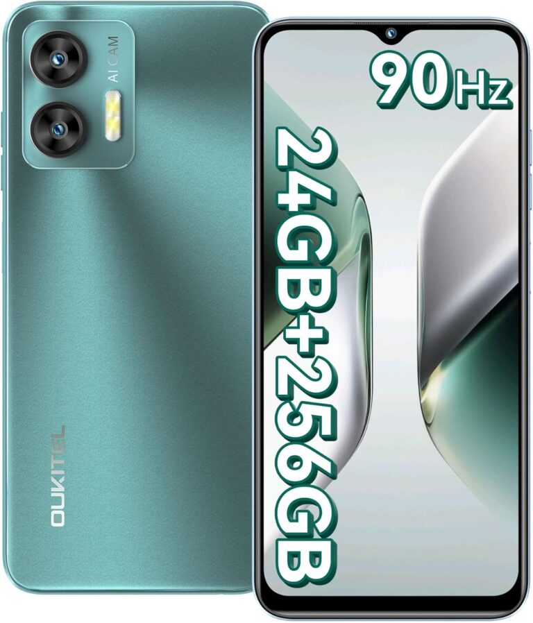 OUKITEL C36 Handy Ohne Vertrag 24GB+256GB/1TB,6,56 Zoll 90Hz Display 4G Smartphone Günstig Octa Core,5150mAh Akku,13MP Panorama Kamera,Dual SIM Android 14 Simlockfreie Handys,Fingerabdruck-Grün