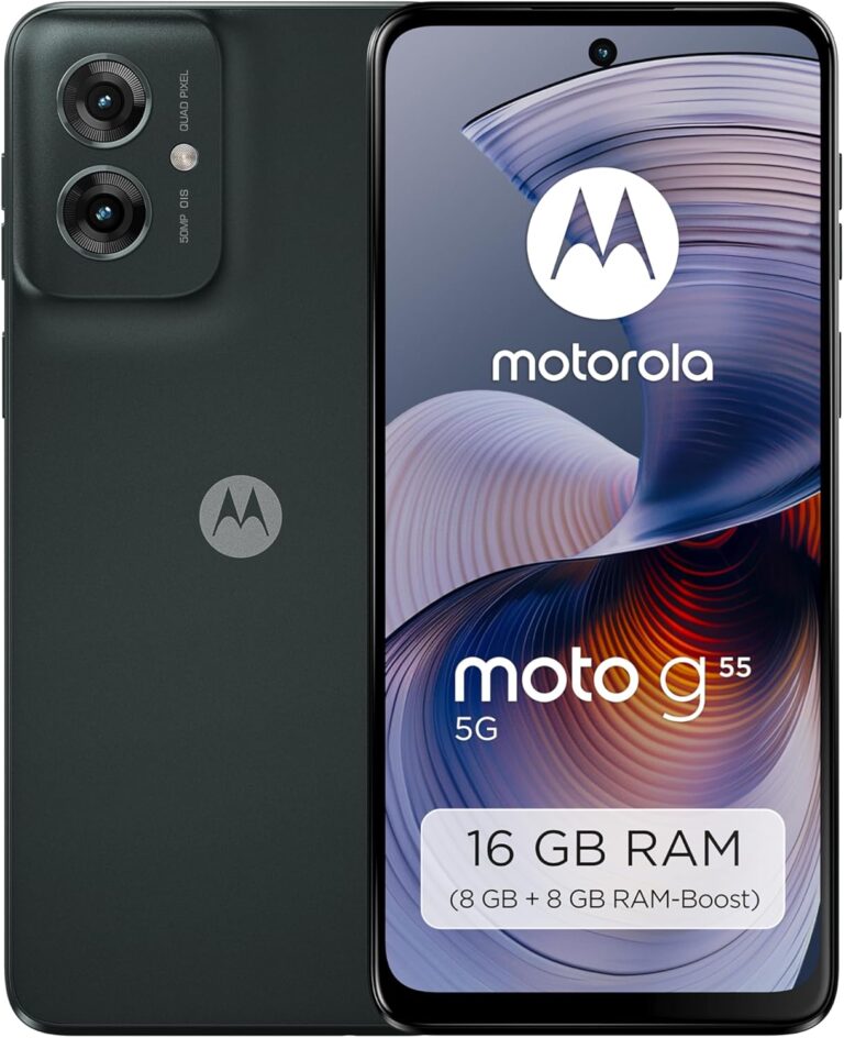 Motorola Moto g55 5G Smartphone (6,49″-FHD+-Display, 50-MP-Kamera, 8/256 GB, 5000 mAh, Android 14) Forest Grey, inkl. Schutzcover [Exklusiv bei Amazon]