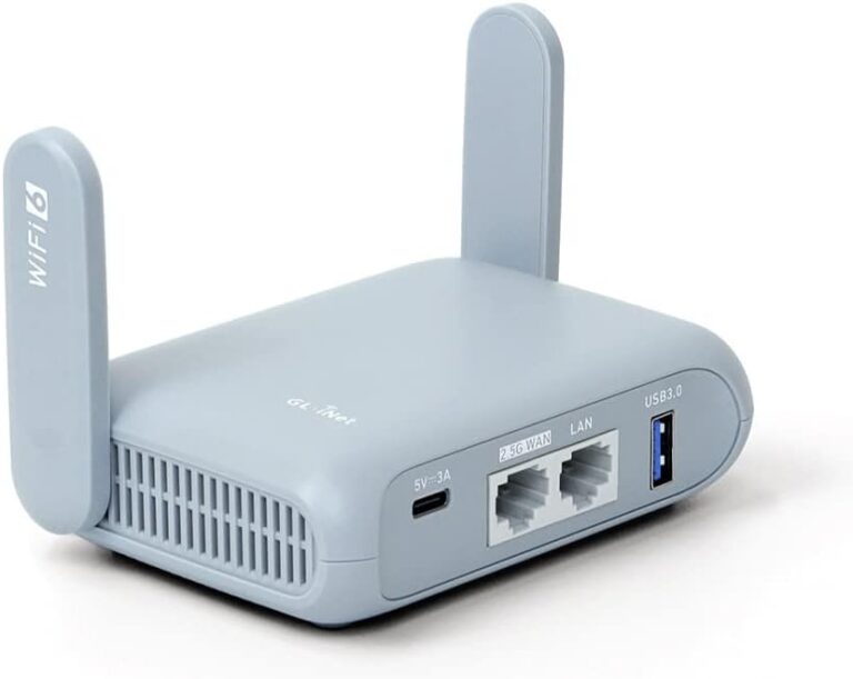 GL.iNet GL-MT3000 (Beryl AX) Klein Gigabit WiFi 6 Router für Zuhause & Reisen, Dual Band, Repeater, Extender, Geschwindigkeit bis zu 3000 Mbit/s, Kaskadierte VPN / IPV6 / WPA3, 2.5G WAN Port