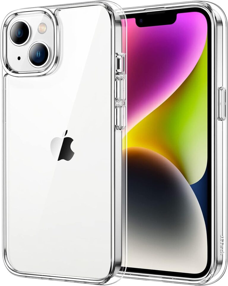 JETech Hülle für iPhone 14 6,1 Zoll, Nie Vergilbung Handyhülle Stoßfest, Schutzhülle Anti-Kratzt Transparent Rückseite (Durchsichtig)