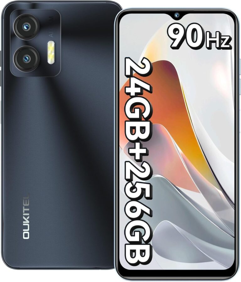 OUKITEL C36 Smartphone Ohne Vertrag 24GB+256GB/1TB,Android 14 4G Handy Günstig Octa Core,6,56 Zoll 90Hz Display,5150mAh Akku,13MP Panorama Kamera,Dual SIM Simlockfreie Handys,Fingerabdruck-Schwarz
