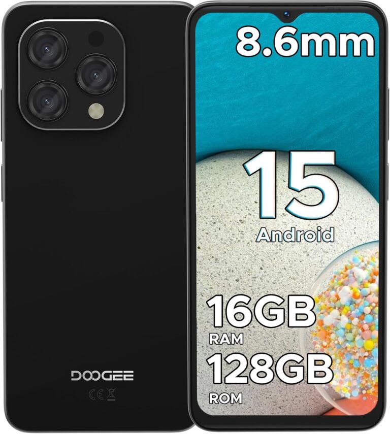 DOOGEE N55 Android 15 Smartphone Ohne Vertrag 128GB ROM +16GB RAM(2TB TF) Handy Ohne Vertrag, Octa Core 90Hz 6.56″ HD+ Smartphone Günstig 5150mAh 13MP+8MP, Dual 4G Simlockfreie Handys, Face ID/GPS/OTG
