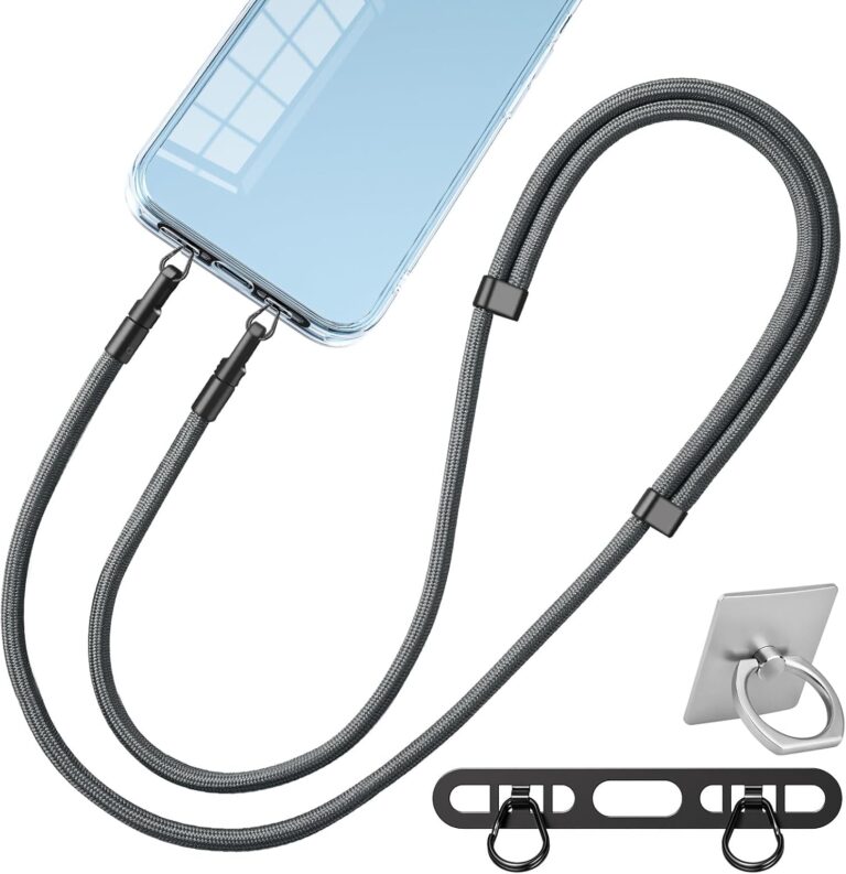 Marveleese Handykette Universal, Handy Lanyard, Geeignet für alle Smartphones mit 1 Stück Universelles Patch, Handyband mit jeder Hülle kombinierbar, Einstellbar und Abnehmbar (Grau)
