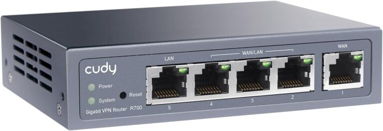 Cudy R700 Gigabit Mehrfach Wan VPN Router, 4 Gigabit Wan Ports, SMB Router, Lastausgleich, Pptp L2tp WireGuard OpenVPN IPsec