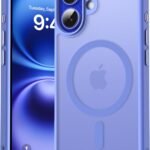 Natiiozie Magnetisch Hülle Kompatibel mit iPhone 16, Matt Handyhülle Kompatibel mit MagSafe, Stoßfest Kratzfest Schutzhülle Nie Vergilbung Rückseite 6.1 Zoll Case SkyBlue