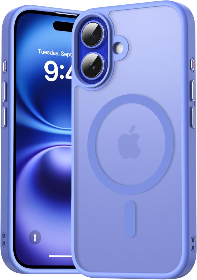 Natiiozie Magnetisch Hülle Kompatibel mit iPhone 16, Matt Handyhülle Kompatibel mit MagSafe, Stoßfest Kratzfest Schutzhülle Nie Vergilbung Rückseite 6.1 Zoll Case SkyBlue