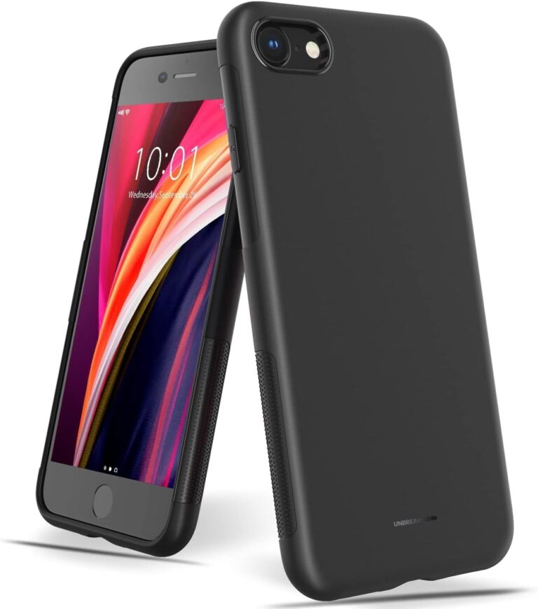 UNBREAKcable Kompatibel mit iPhone SE 2022 Hülle/SE 2020 Hülle, iPhone 8/7 Hülle – [Fallschutz, rutschfest] Weiche, mattierte TPU Ultra-dünne Stylische Handyhülle, Case, Cover – Matt Schwarz