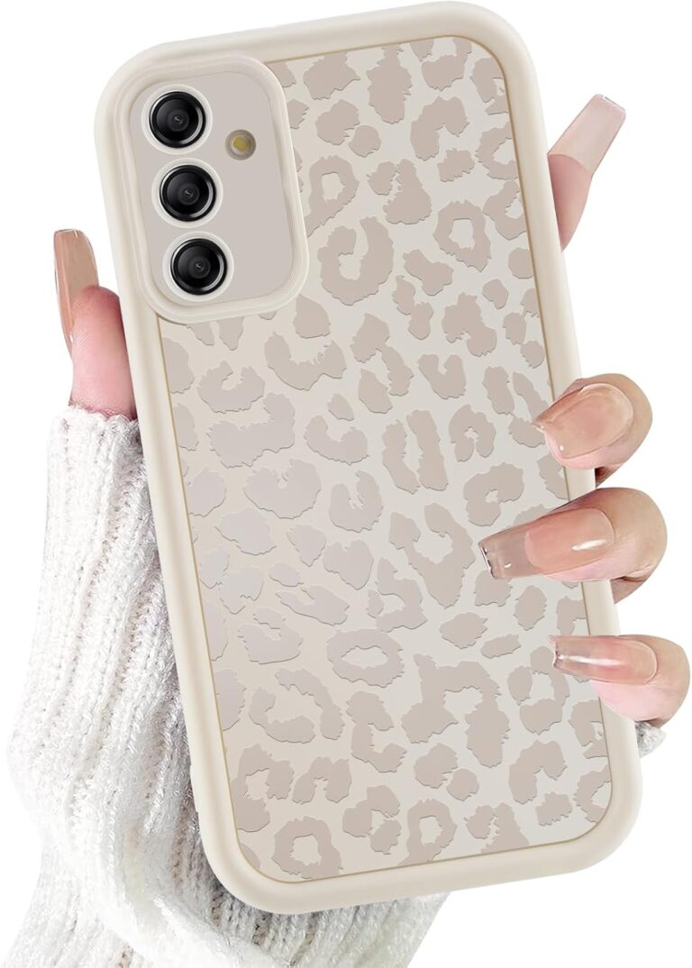 ZhuoFan Hülle für Samsung Galaxy S24 5G 6,2”, Aesthetic Leopard Muster Handyhülle Weiß Matte Schutzhülle Ultra Weich Silikon Dünn TPU Case Stoßfest Kratzfest Bumper Cover, 07