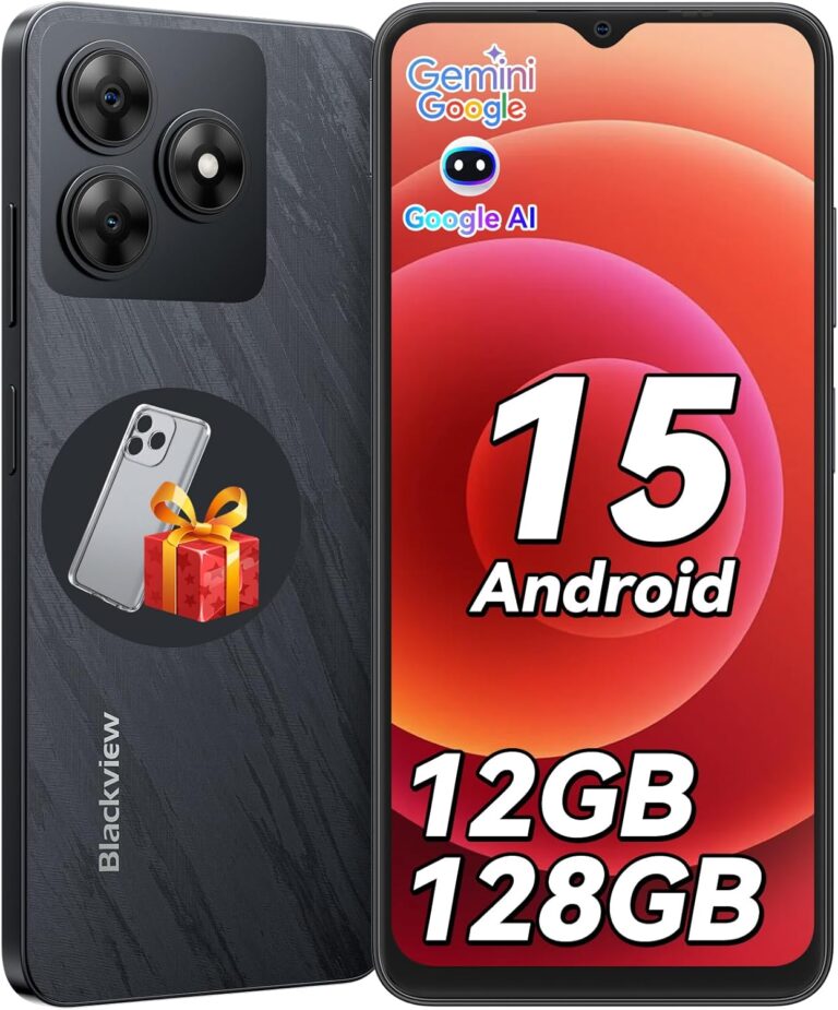 Blackview Handy Ohne vertrag Android 15, 12GB+128GB/2TB TF, 90Hz 6.56″, 5000mAh Smartphone ohne vertrag Günstig, Octa Core, 13MP+8MP, Dual SIM/Fingerabdruck/GPS/OTG/Handytasche/Härtungsfolie