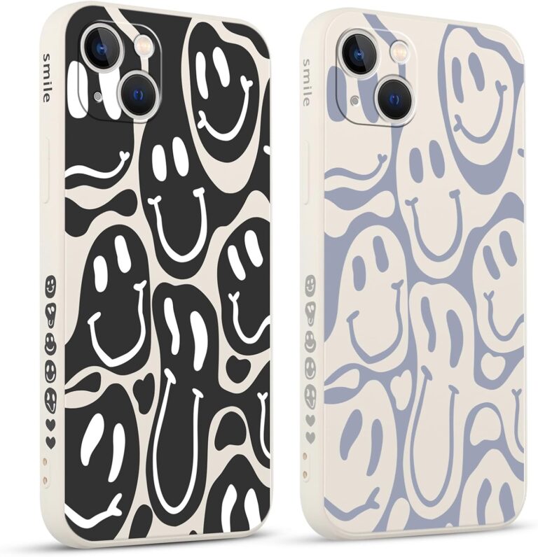 Pnakqil 2 stück Handyhülle für Apple iPhone 13 6.1″,Hülle Lustiges Verdrehtes Lächeln Grimace Bemaltes Muster süß Aesthetic Mädchen Silikon Schutzhülle Tasche Schön Kameraschutz Case