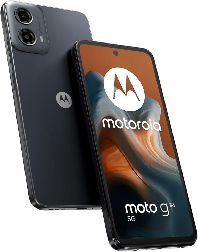 Motorola Moto g34 5G Smartphone (6,53″-HD+-Display, 50-MP-Kamera, 4 GB / 128 GB, 5000 mAh, Android 14) Charcoal Black, inkl. Schutzcover [Exklusiv bei Amazon]