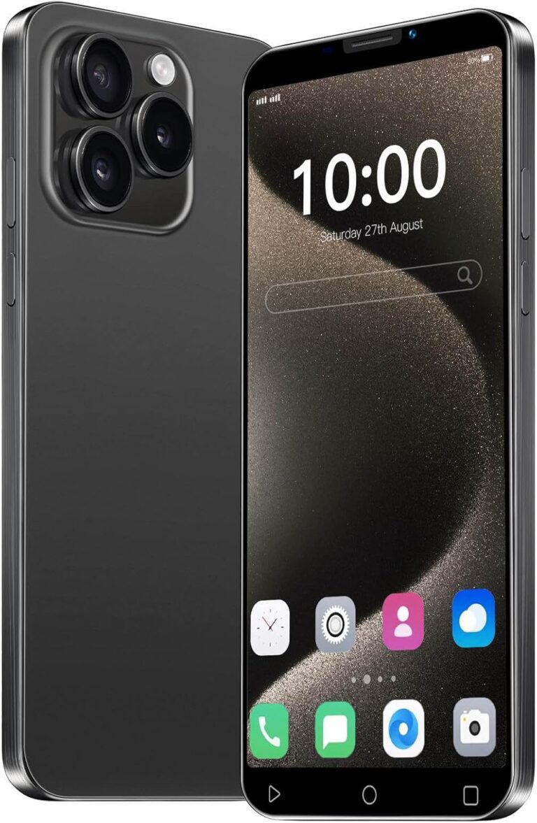 JtQtJ JtQ15P Cheap Smartphones, Android OS with 5.0 Inch IPS Display, Dual SIM, Dual Cameras, 16GB ROM (Expandable to 128GB), WiFi, GPS, Bluetooth, Face ID Basic Mobile Phones (JtQ15P-Black)