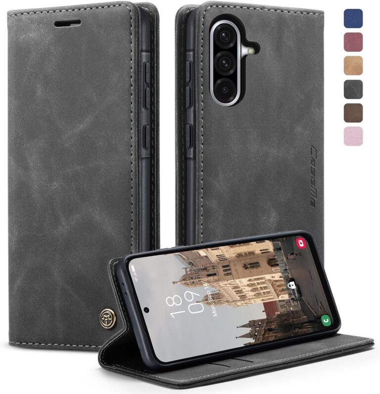KZB Handyhülle für Samsung Galaxy A56 5G Hülle Premium Leder Klappbar Tasche Flip Case Magnet Kartenfach Standfunktion Klapphülle Schutzhülle für Samsung Galaxy A56 – Grau