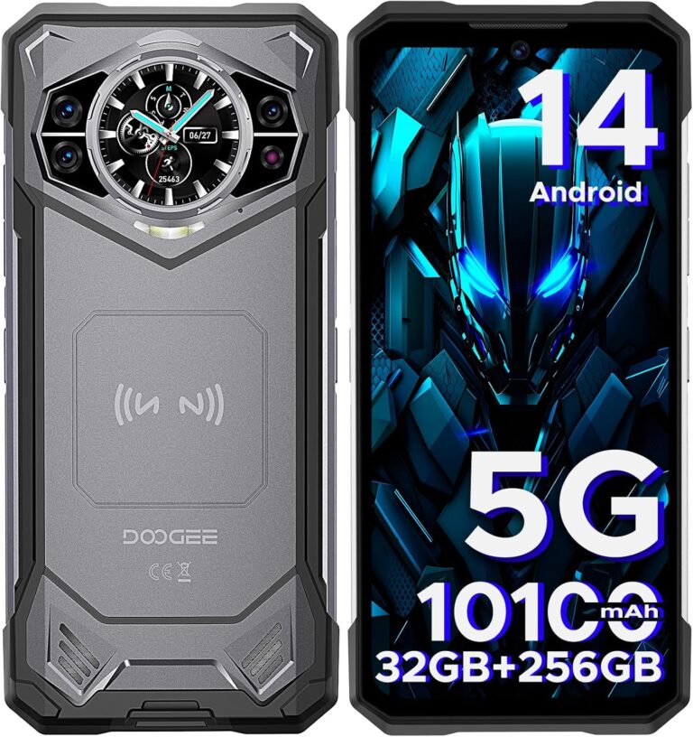 DOOGEE S200 Outdoor Handy Ohne Vertrag 5G, 10100mAh Outdoor Smartphone Android 14, 32GB+256GB Baustellenhandy, 1.32″ AMOLED Heckdisplay 6.72” FHD+ 120Hz, 100MP+20MP, IP68/ Fingerabdruck/Dual SIM/NFC