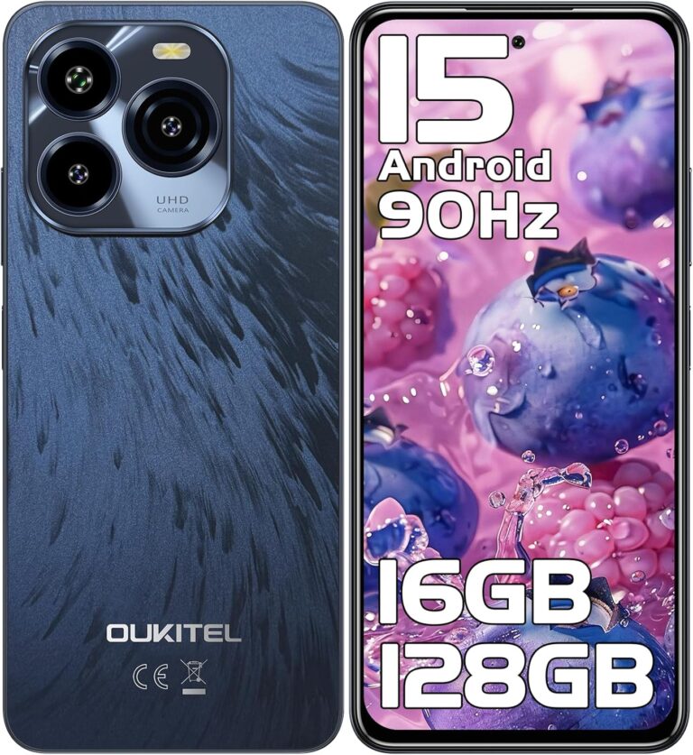 OUKITEL C65 Android 15 Smartphone Ohne Vertrag, 16GB+128GB/1TB Handy Ohne Vertrag, 6.7″ HD+ 90Hz Handy Günstig, 50MP+8MP, 5150mAh Simlockfreie Handys, Dual SIM 3 Steckplatz/Fingerabdruck/3.5mm Jack