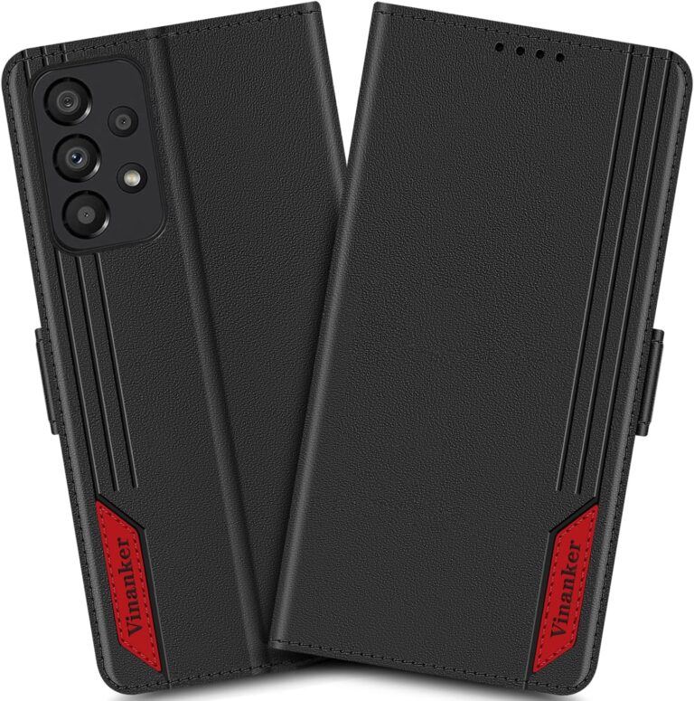 Vinanker Handyhülle für Galaxy A33 Hülle, Leder Klapphülle mit RFID Schutz Schutzhülle für Samsung Galaxy A33 5G (Schwarz)