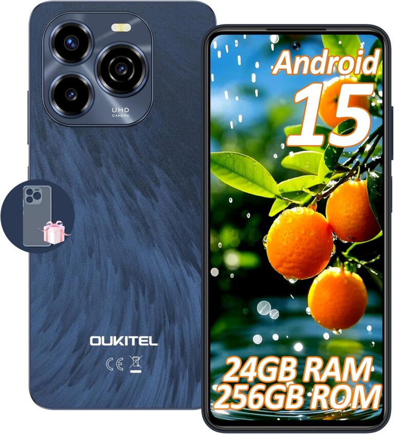 OUKITEL C65 Pro Handy Ohne Vertrag Android 15, 24GB+256GB/1TB Smartphone Ohne Vertrag 90Hz 6.7″, 5150mAh Simlockfreie Handys 50MP+8MP Kamera, Dual SIM 4G /Gesicht+Fingerabdruck/GPS/OTG/Blau