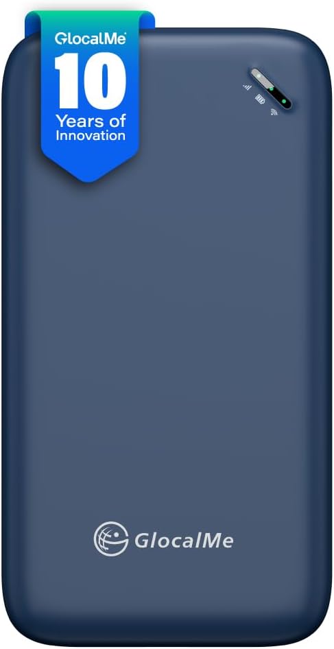 GlocalMe UPP 4G Mobiler WLAN Router, Keine SIM-Karte nötig, Keine Roaminggebühren, MiFi Geräte mit 1GB globalen Daten,Tragbarer WLAN-Router mit nur 113g (Blau)