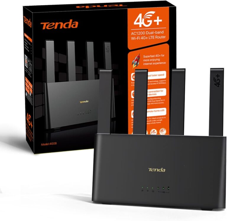 Tenda 4G08 LTE Router,4G+ Router unterstützt SIM Karten,4G+ Cat6 bis zu 300Mbps, WLAN Dual-Band AC1200, 4 x Externe Antennen,Gigabit-LAN/WAN-Anschlüsse, OpenVPN, MU-MIMO,Mesh Wi-Fi+, Plug & Play