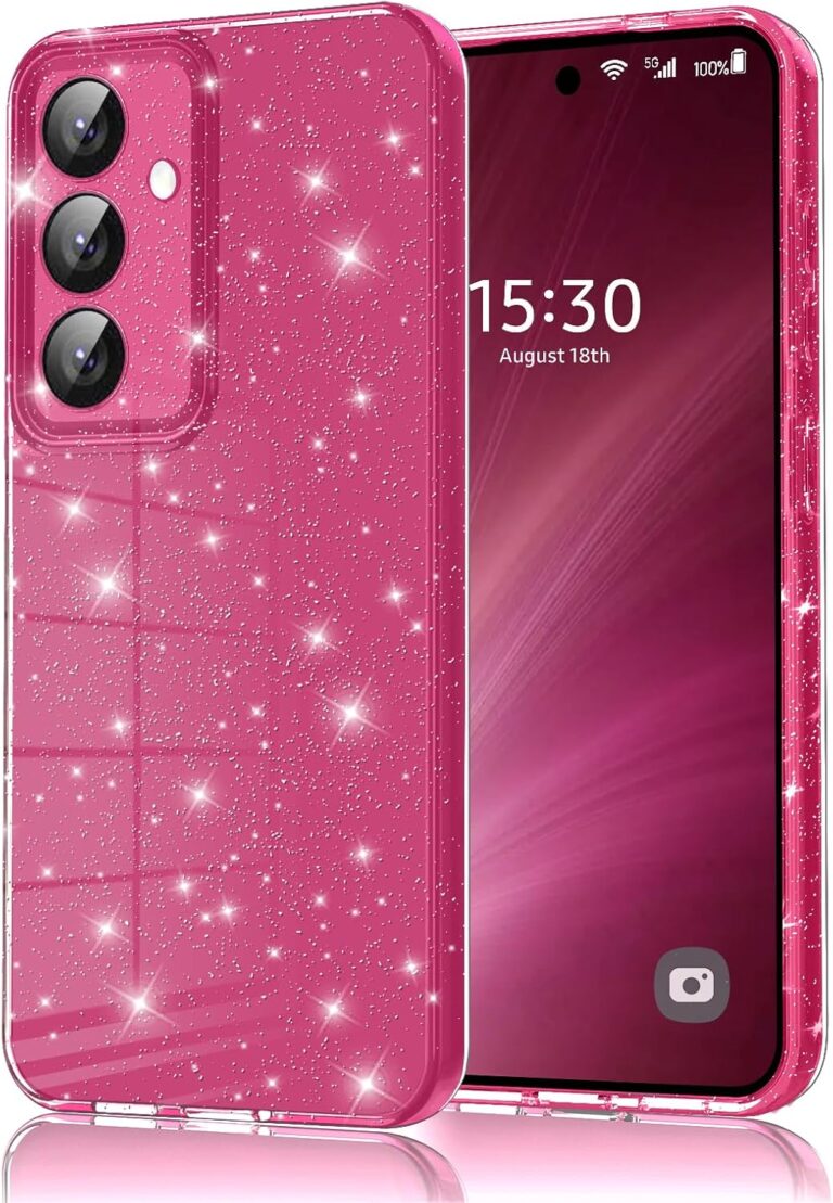 Eherui Handyhülle für Samsung Galaxy S24/Samsung Galaxy S25 Glitzer, Silikon TPU Anti-Fingerabdruck Hülle,Stoßfeste Schutz Case Dünn Weiche Schutzhülle für Samsung S24/S25 5G,Rose lila