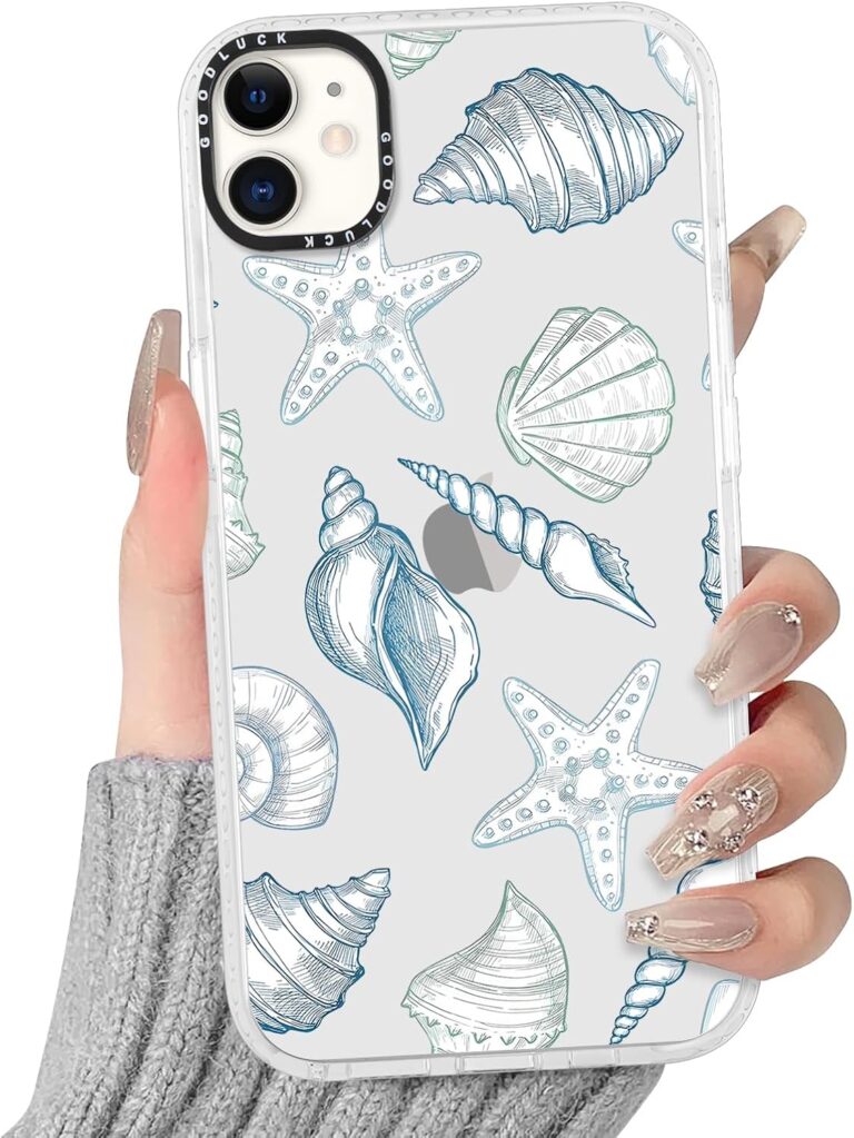 Yoedge Transparent HandyHülle für iPhone 12/iPhone 12 Pro Hülle, Aesthetic Blumen Rosa Seeschnecke Muster Niedlich Design Mädchen Geschenk Schutzhülle, Silikon Harter PC Case Cover für iPhone12 6,1″