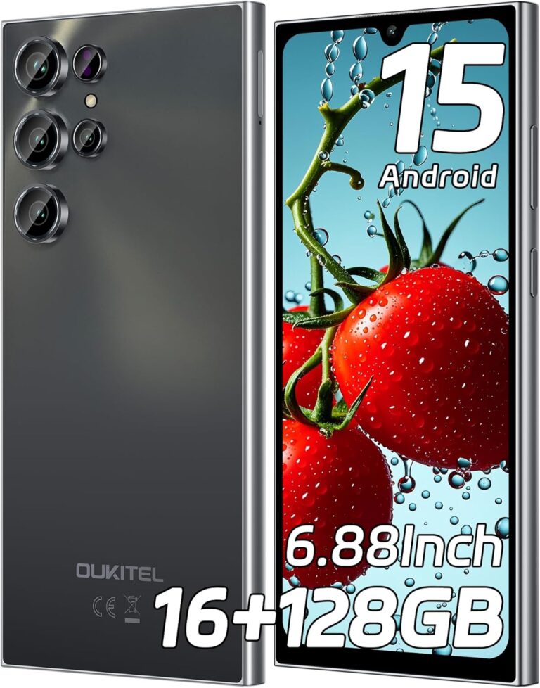 OUKITEL C61 Android 15 Smartphone Ohne Vertrag, 16GB+128GB /1TB Handy Ohne Vertrag, 6,88 Zoll 90Hz Bildschirm 5150mAh Handy Günstig, 13MP+5MP, 4G Dual SIM Simlockfreie Handys/Fingerabdruck/OTG/Face ID