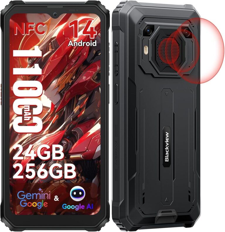 Blackview BV6200 Plus Outdoor Handy 11000mAh 24GB+256GB/2TB, Android Outdoor Smartphone Ohne Vertrag, 98DB Lautsprecher, 6.56″ 90Hz, IP69K Wasserdicht, Baustellenhandy, 16MP+13MP/Dual 4G/OTG/GPS/NFC