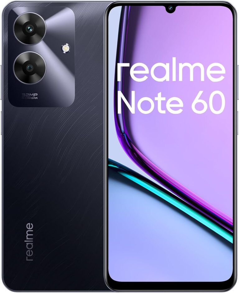realme Note 60 Android Smartphone, 4G Handy Dual SIM, 90Hz 6,74 Zoll LCD-Display, 6 GB RAM 128 GB ROM, Akku mit 5000 mAh, 32 MP helle Kamera, Schwarz, ohne Adapter