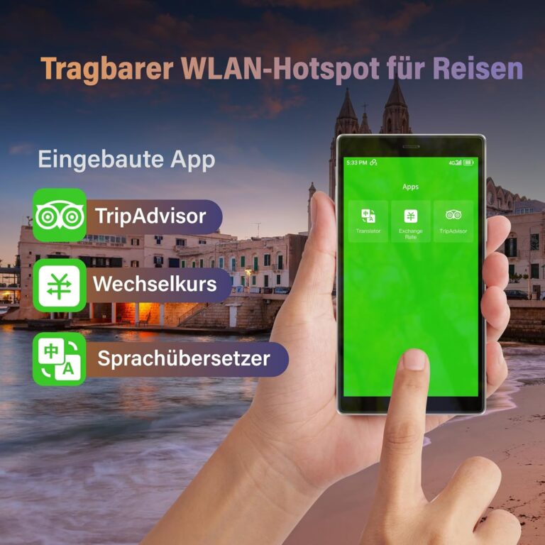 GlocalMe G4Pro 4G LTE Mobiler WLAN Router, Keine SIM nötig, 2.4GHz/5G Hz, WiFi Hotspot Mit 1GB globalen Daten, Verbindung von 10 Geräten gleichzeitig, Internationaler WiFi Geräte für 200 Länder