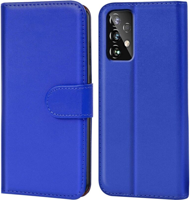 Verco Handyhülle für Samsung Galaxy A53 5G Hülle, Bookcase Tasche Flipcover für Samsung A53 (5G) Case [Kartenfächer/Aufstellfunktion], Blau
