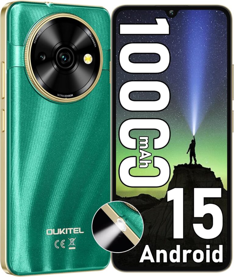 OUKITEL C59 Smartphone Ohne Vertrag Android 15, 10000mAh Handy Ohne Vertrag, 6.88 Zoll 90Hz Simlockfreie Handys, 16GB+128GB, 120LM Taschenlampe, 13MP+5MP Kamera, Dual 4G SIM/Fingerabdruck/OTG/Face ID