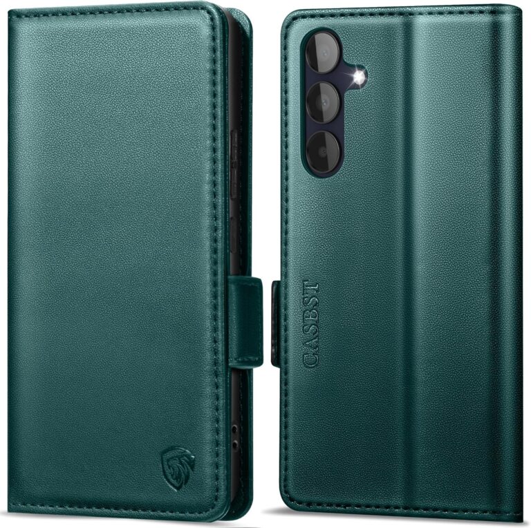 CASBST Handyhülle für Samsung Galaxy A15 4G/5G Hülle Premium Leder Schutzhülle Klappbar mit Kartenfach Ständer Magnet Flip Case für Samsung A15 Handytasche mit RFID Klapphülle für Galaxy A15 Grün